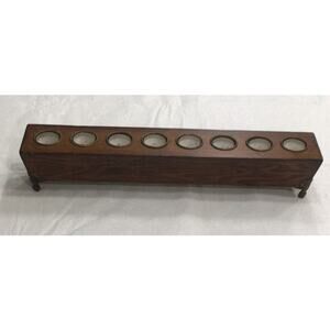 Vintage Tabletop Wooden Multi-tealight Candle Holder with Brass Feet